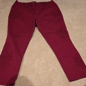 DG2 by Diane Gilman Maroon Straight Leg Jeans